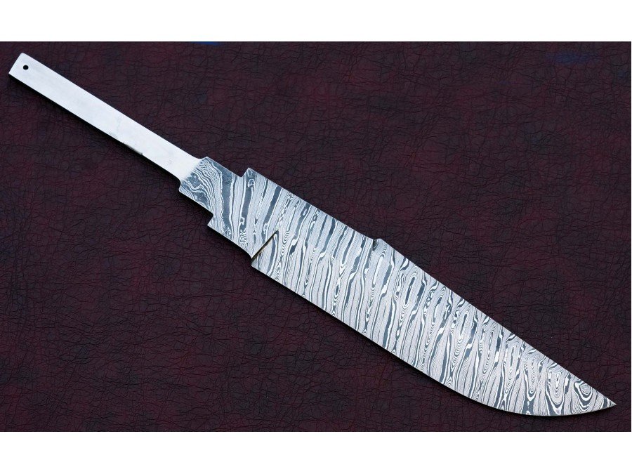 Custom Handmade Twisted Pattern Damascus Steel Bowie Knife Blade Blank Custom Handmade Twisted Pattern Damascus Steel Bowie Knife Blade Blank