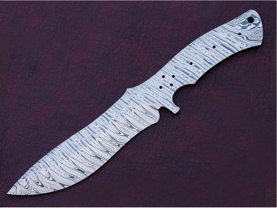 Custom Made Damascus Steel Tactical BOWIE Knife Blade Blank Custom Made Damascus Steel Tactical BOWIE Knife Blade Blank